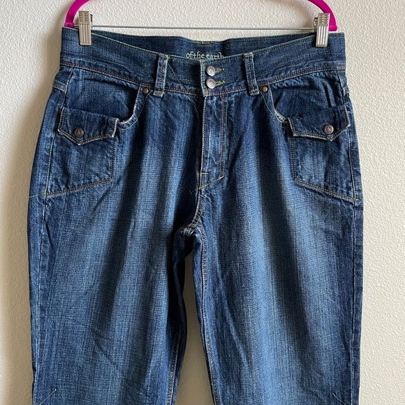 Of The Earth Jeans Wide Leg Denim Boho Organic Cotton Utility Pants Womens Sz 36 - Picture 3 of 16